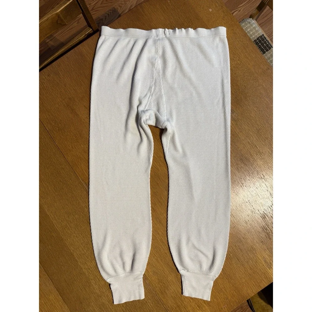 Vintage J.E. Morgan Thermal Long Johns L Waffle Knit USA‎ White Cotton Poly